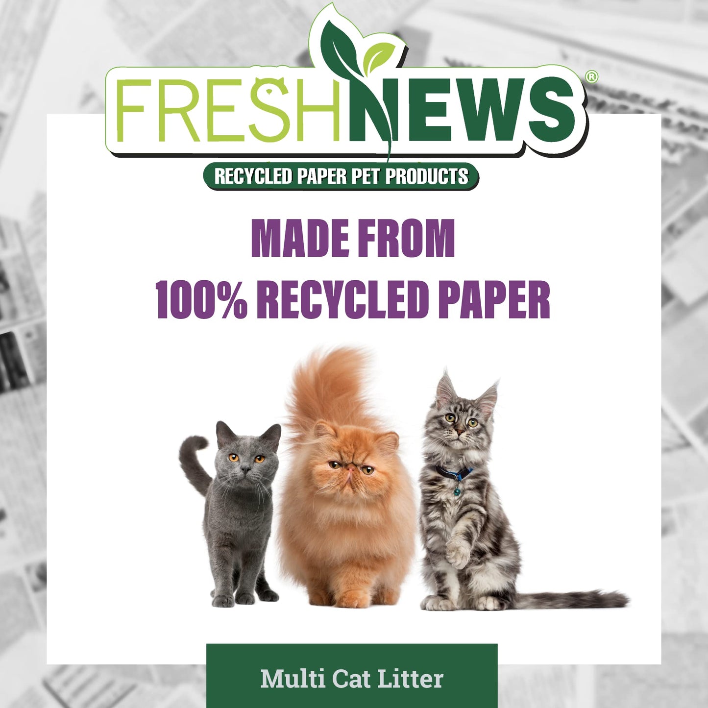 Fresh News Multi-Cat Non Clumping Paper Cat Litter, 25 Pound