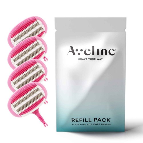 Aveline Smooth Women's Razor with 6-Blade Cartridge, Smooth Razor Blade Refill 6-Blade Cartridges (4 Refills), & Shea Butter Shaving Cream