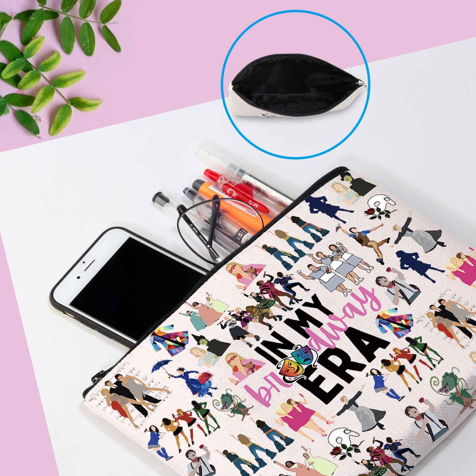 GJTIM Musical Gift Theatre Bag In My Musical Era Musical Theatre Gift Musical Zipper Pouch Makeup Bag (BWayEra Bag)