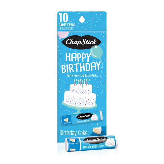 Chapstick Party Favor Lip Balm Gift Pack Happy Birthday 10 sticks 0.15 oz each