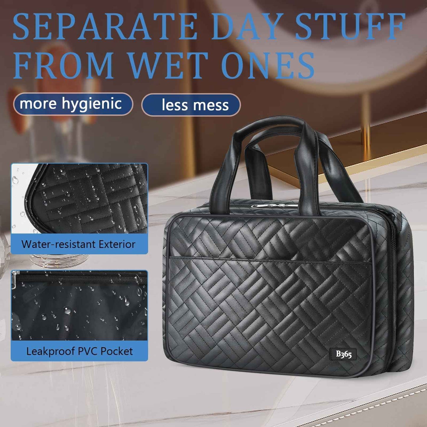 Travel Toiletry Bag,Hanging Toiletry Bags for Traveling Women, Water-resistant Makeup Travel Bags - Toiletry Bag for Travel Size Essentials Accessories Cosmetics -Perfect Gifts for Women (Black)