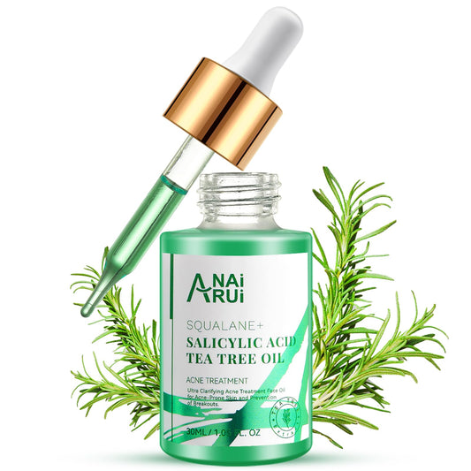 ANAI RUI Acne Treatment Face Oil,Tea Tree Oil with Salicylic Acid,Acne Prone Skin Oil,Soothe Acne,Redness Relief, Tea Tree Oil for Face,Back, Clarifying & Purifying for Acne Prone Skin 1Fl.OZ