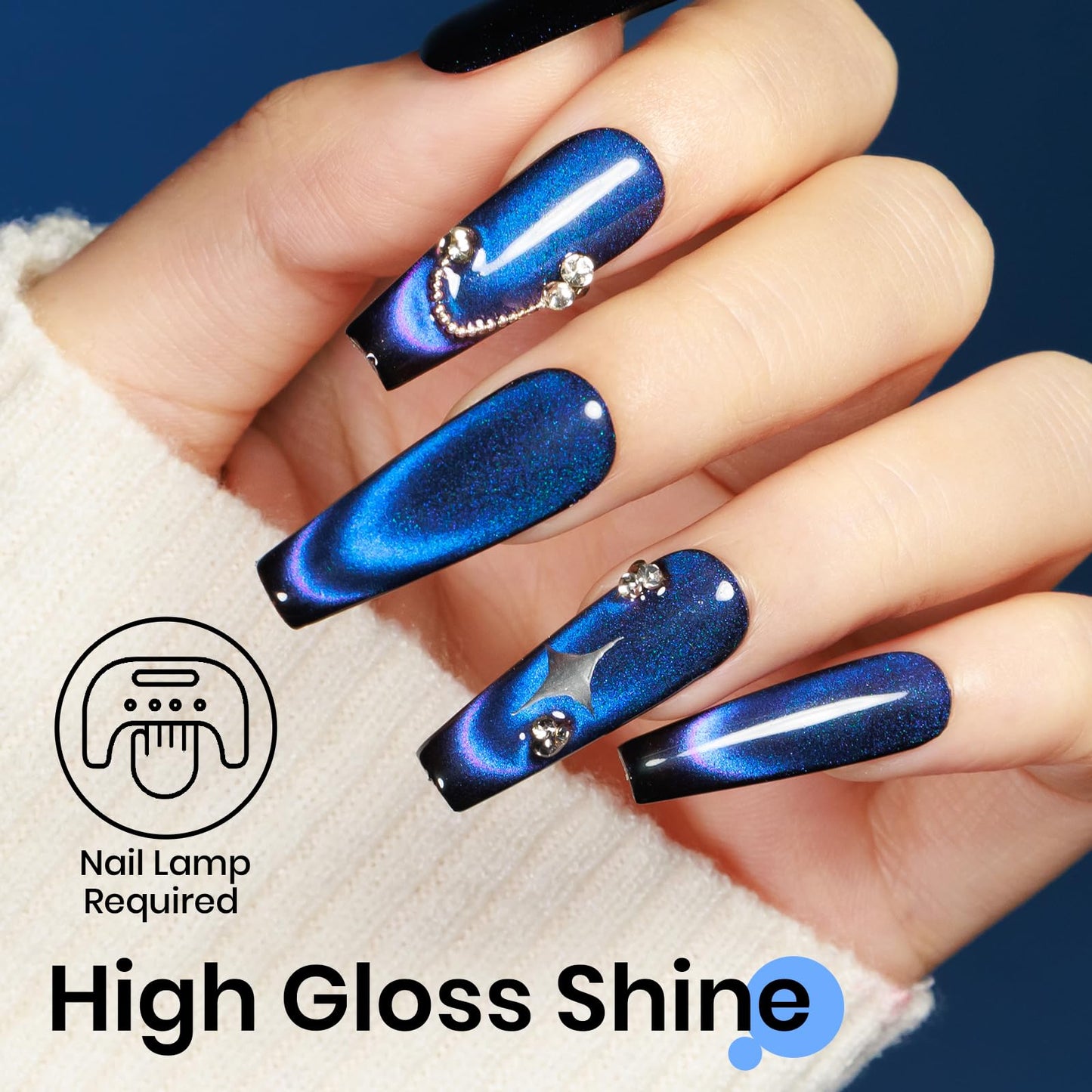 MIZHSE 9D Smooth Cat Eye Gel Nail Polish, Galaxy Magnetic Gel Polish Galaxy Holographic Gel Polish Soak Off Gel Nail Polish for Nail Art Manicure at Home 12mL