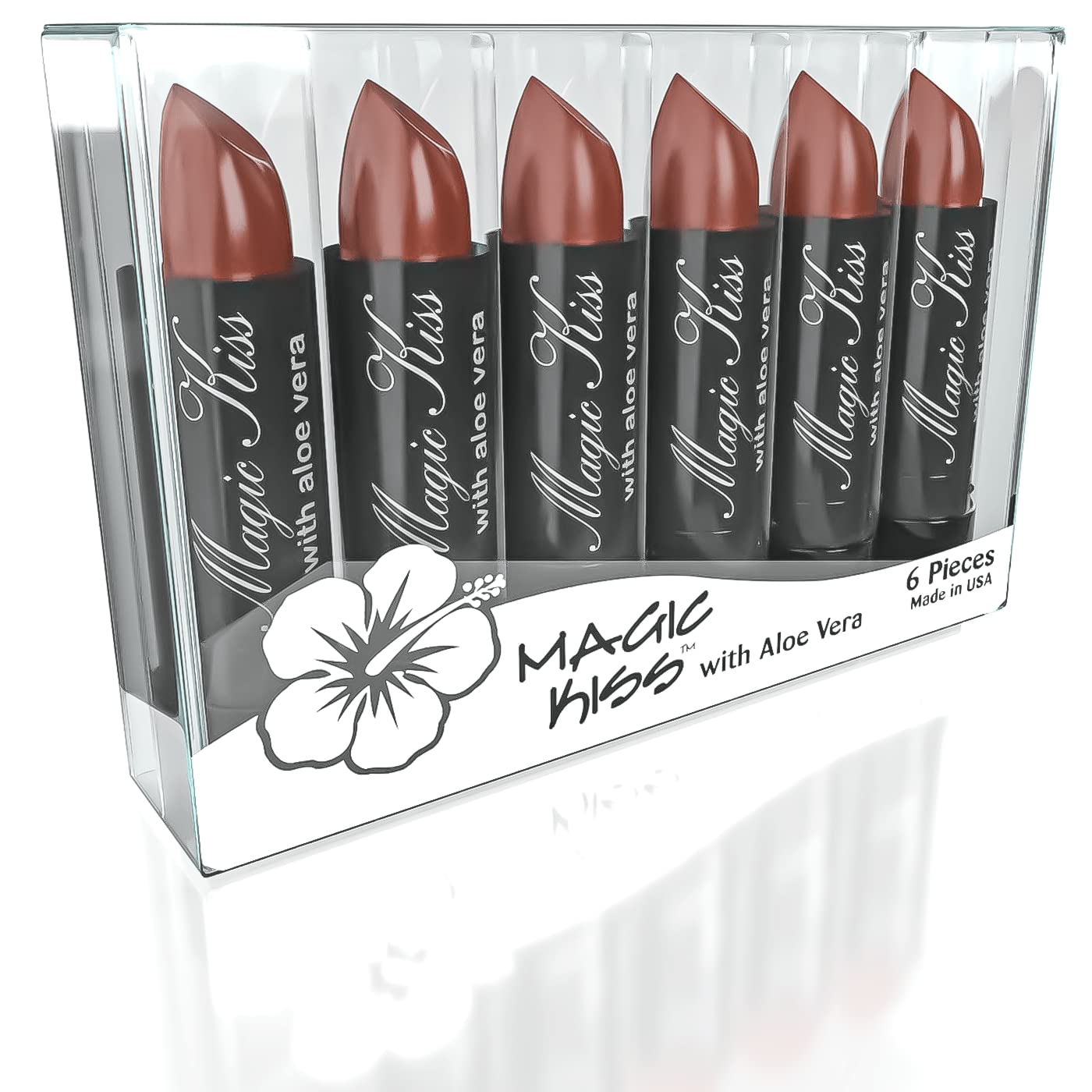 Magic Kiss Lipstick Set Aloe Vera Color Changing 6 Pack MADE IN USA (Chocolate)