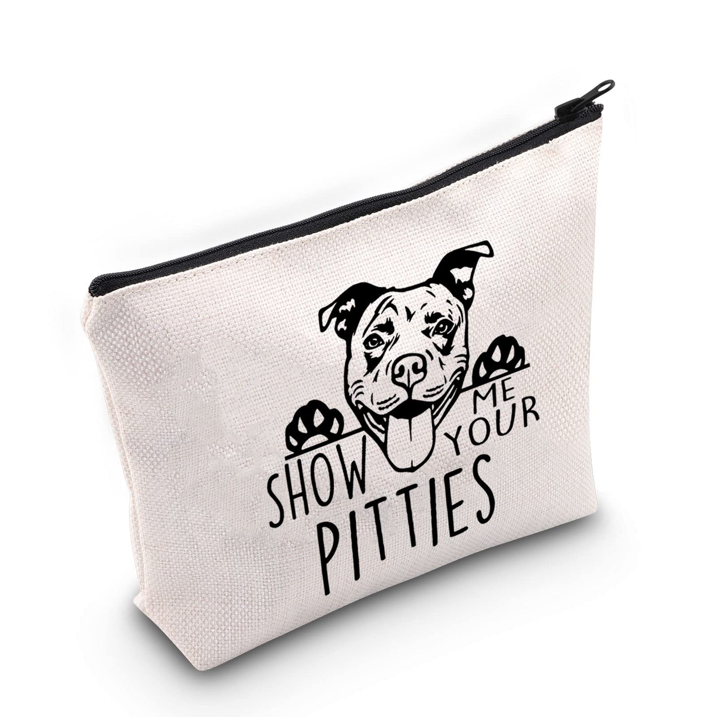 ZJXHPO Funny Pitbull Gift Show Me Your Pitties Dog Lovers Gift Pitbull Mom Cosmetic Bag Zipper Accessory Pouch (Pitties Dog)