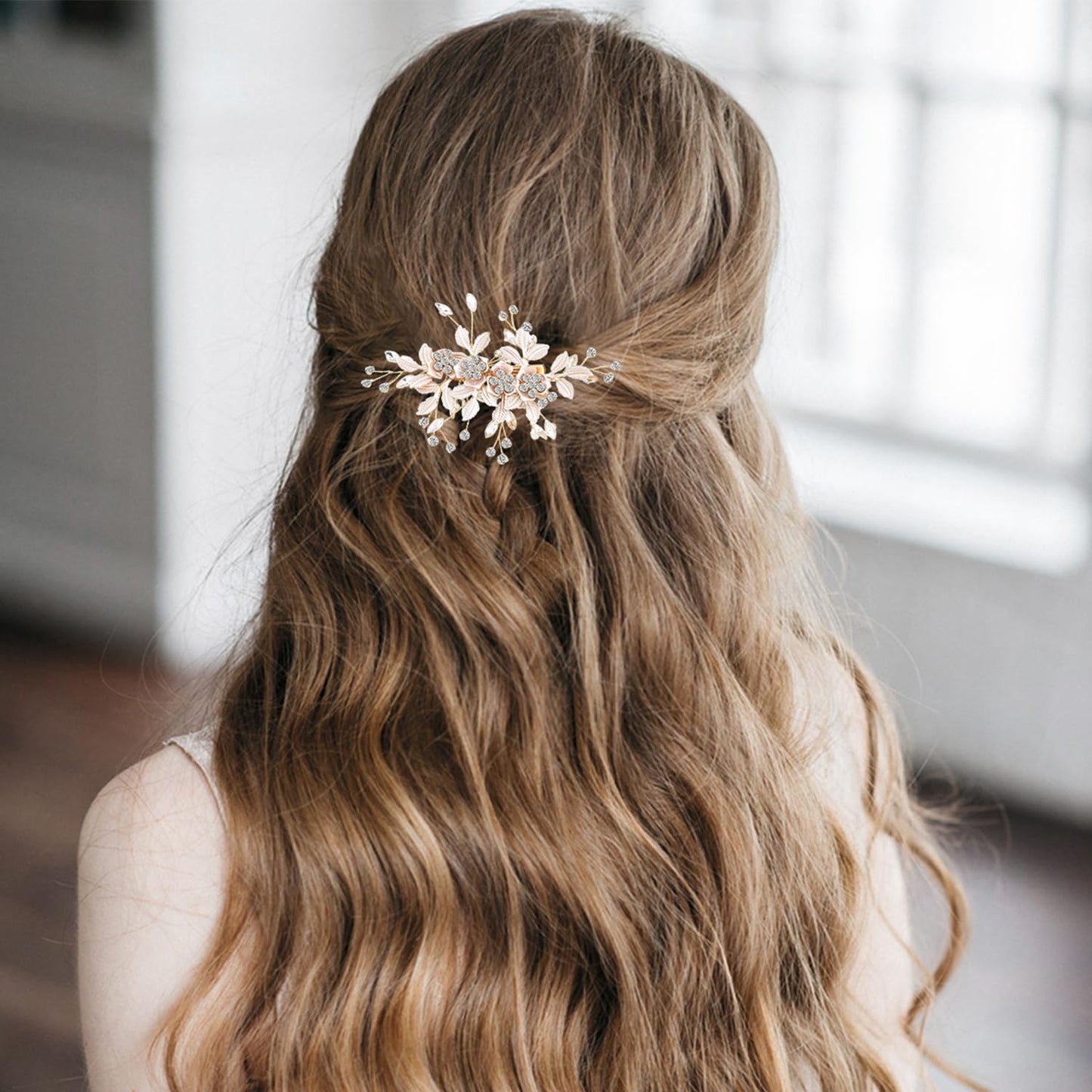 Bridal Hair Accessories Set: Crystal Flower Hair Clips, Pearl Rhinestone Headpieces for Brides, Bridesmaids, and Women