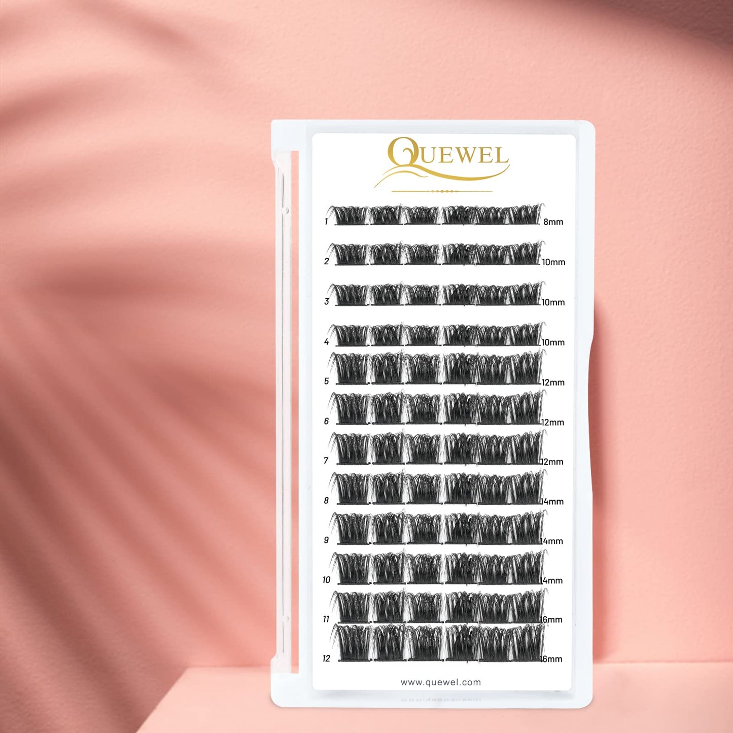 QUEWEL Cluster Lashes 72 Pcs Wide Stem Individual Lashes C/D Curl 8-16mm Length DIY Eyelash Extension False Eyelashes Soft for Personal Makeup Use at Home (honey01-D-16)