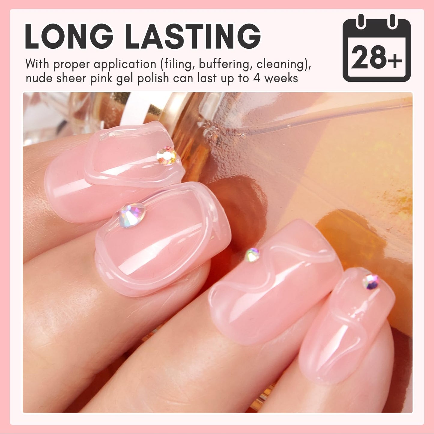 Makartt Gel Nail Polish, Natural Nude Jelly Sheer Pink Gel Polish Spring 15ML Soak Off UV LED Gel Polish Set Manicure DIY Nail Art Designs Home Salon-Warm Papaya