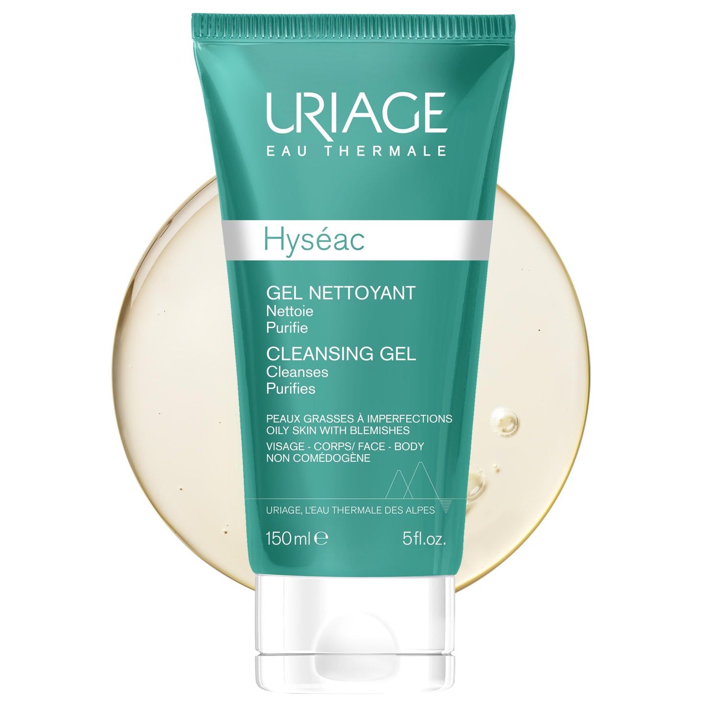 Uriage Hyseac Cleansing Gel | Gentle Face & Body Wash for Oily to Combination Skin Prone to Acne | Hydrating Cleansing Gel that Eliminates Impurities and Excess Sebum