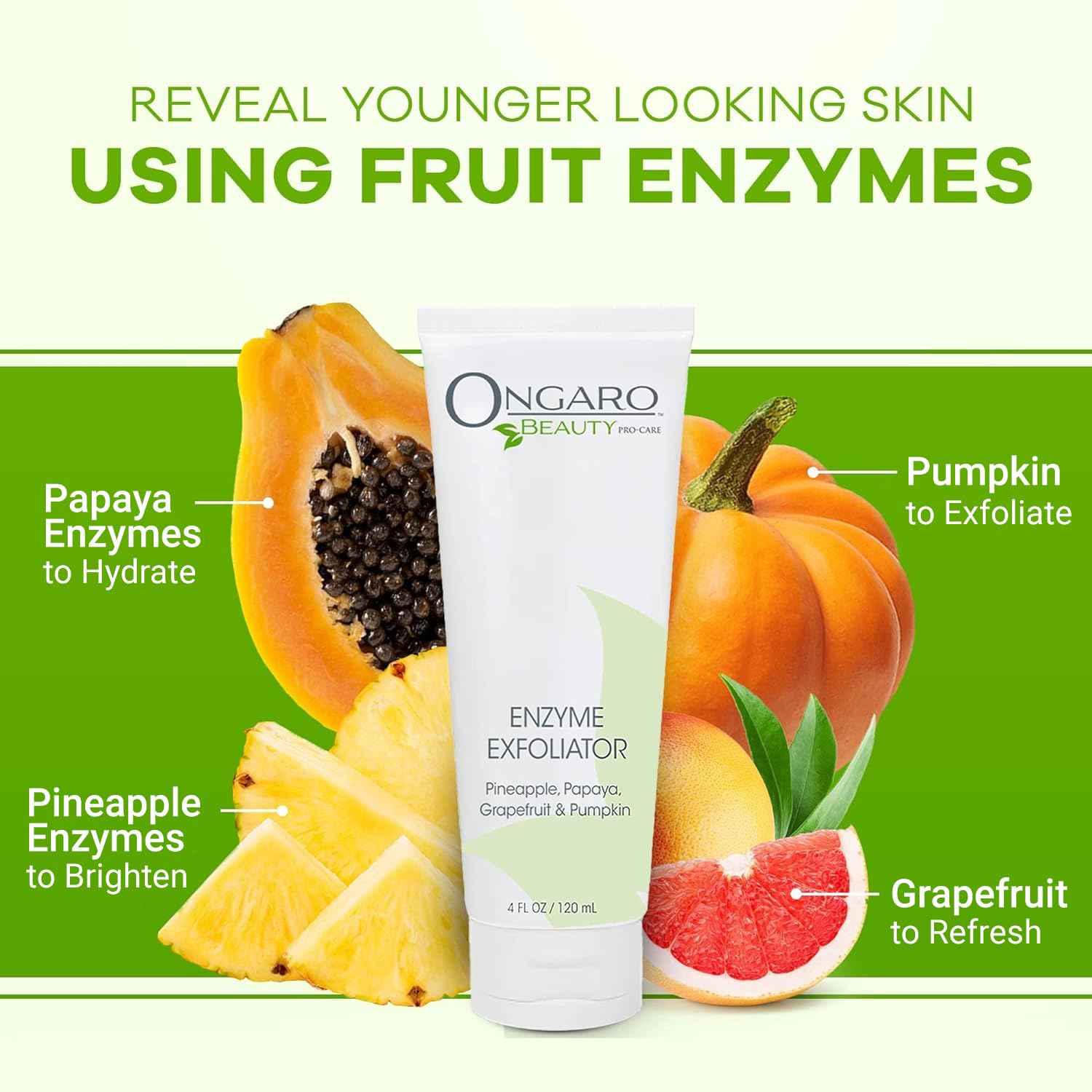 Ongaro Beauty Organic Face Scrub - Natural Exfoliating Face Wash & Enzyme Peel for Sensitive Skin - Facial Scrub Exfoliator for Women & Men - Clear Acne & Unclog Pores - Smooths & Brightens - 4 FL OZ