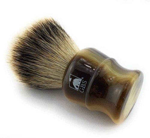 G.B.S Large Silvertip Badger Shaving Brush with Faux Horn, Horn Handle Creates Lather & Soft Bristles for Wet Shavers