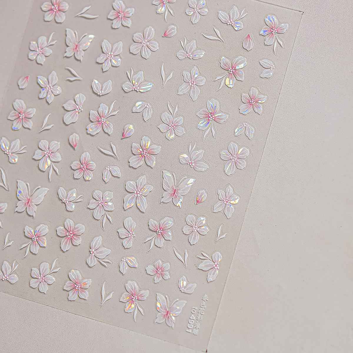 5D Embossed Flower Nail Art Stickers Pink Butterfly Nail Decals Spring Cherry Blossom Designs Self-Adhesive Nail Decor Flower Petal Nail Design Stickers Cute Nail Art Decals for Women DIY Manicure
