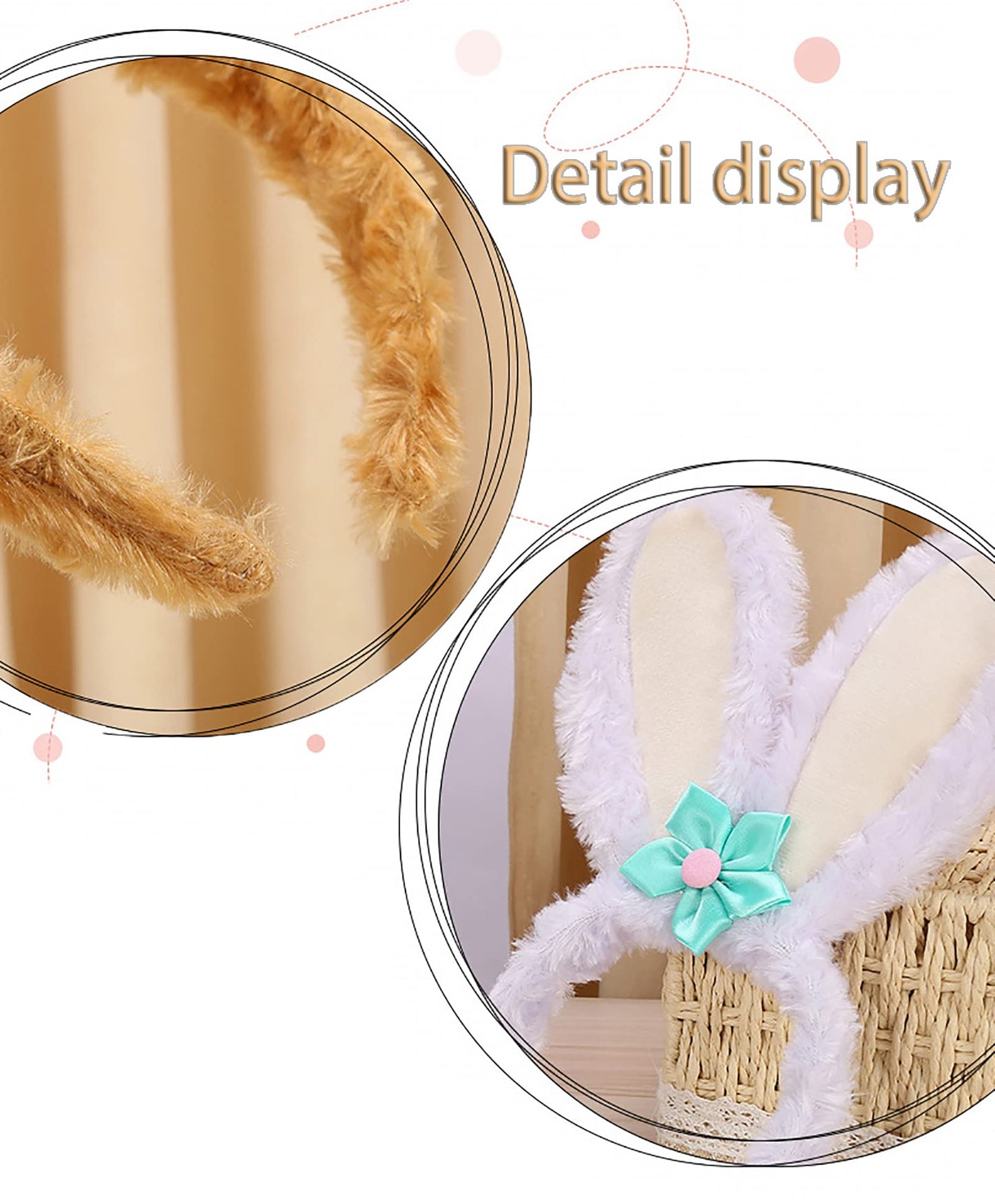 FunSpt Easter bunny Plush headband rabbit ears Halloween costume White