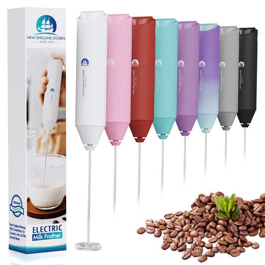 Powerful Milk Frother Handheld Foam Maker, Mini Whisk Drink Mixer for Coffee, Cappuccino, Latte, Matcha, Hot Chocolate, No Stand, White