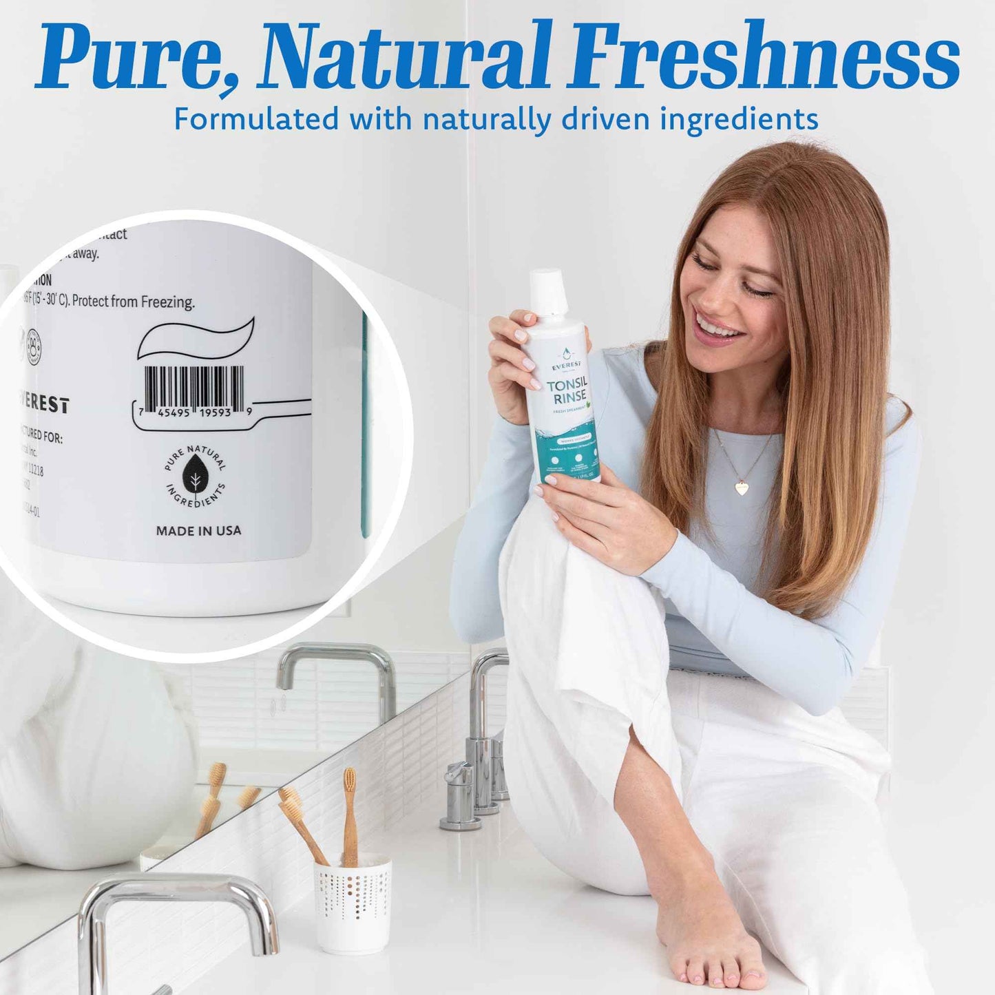 Everest Mouth Wash & Tonsil Stone Remover – Natural Mouthwash or Oral Rinse Liquid to Help Soothe Tonsils, Bad Breath, & Relieve Dry Mouth - Alcohol Free Treatment (17 fl oz)