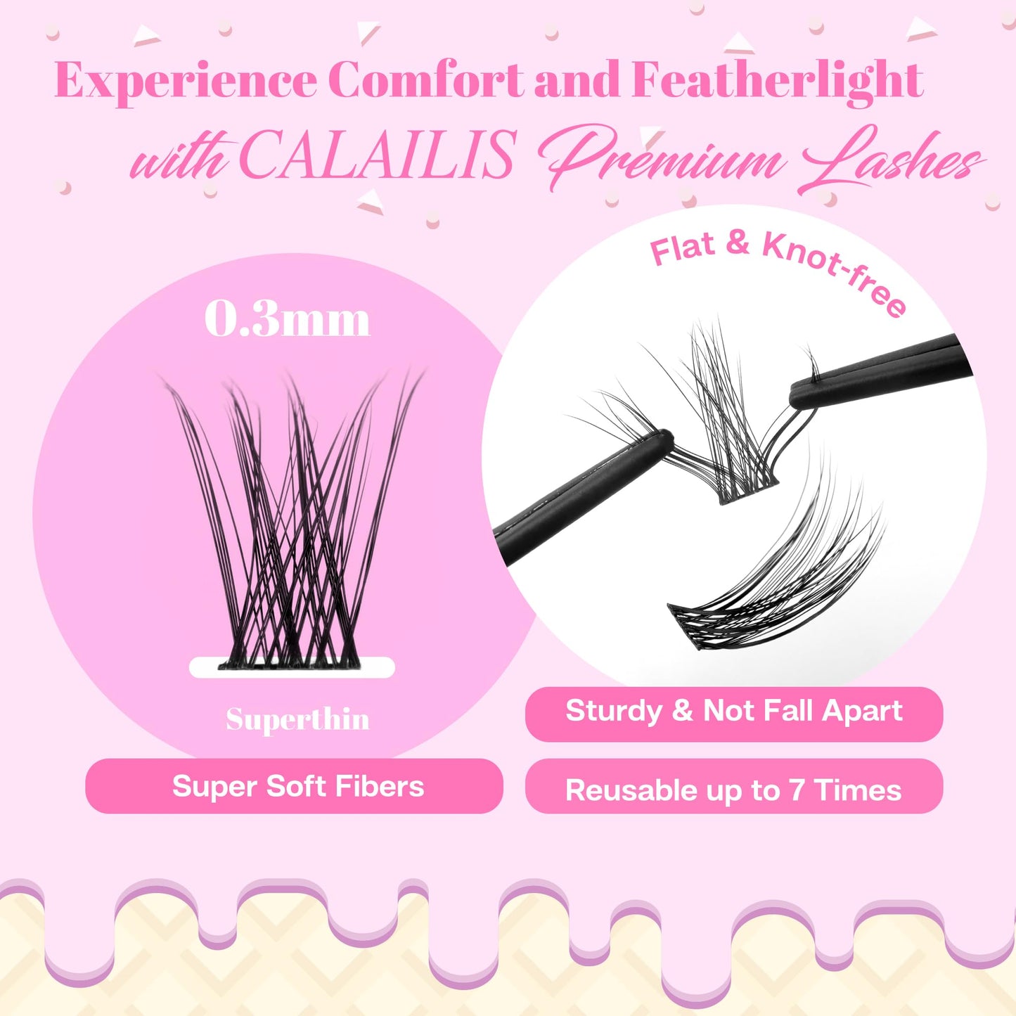 CALAILIS Lash Clusters DIY Eyelash Extensions 288pcs Oversized Packaging Natural Cluster Lashes Mega Volume Individual Lashes Wispy Eyelash Clusters(MPCDD12+CDD01,D-10-16MIX)