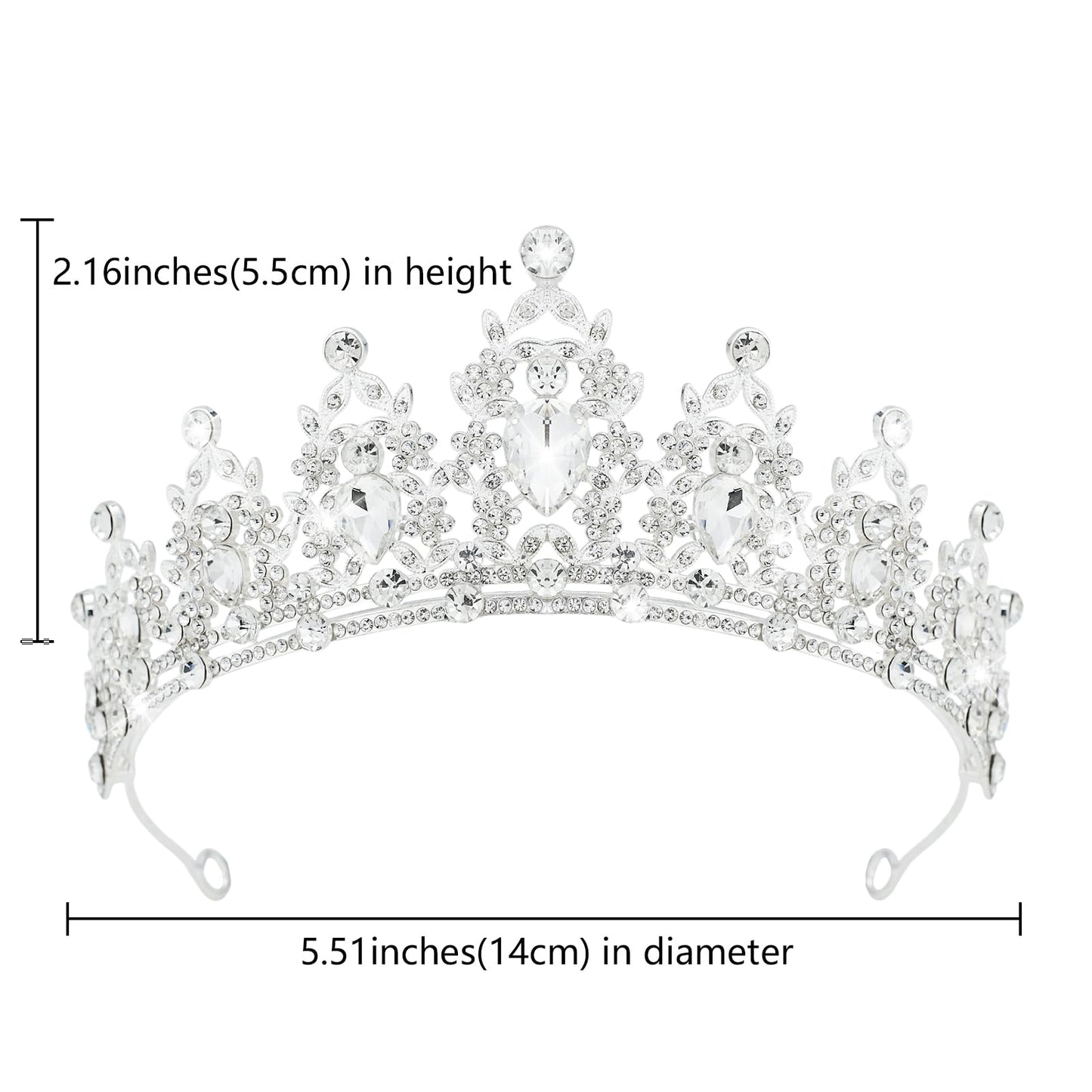 YOUlDIANZI Queen Crown Rhinestone Wedding Crowns, Crystal Tiaras for Women for Birthday Prom Pageant Party (Silver-White-Crown)