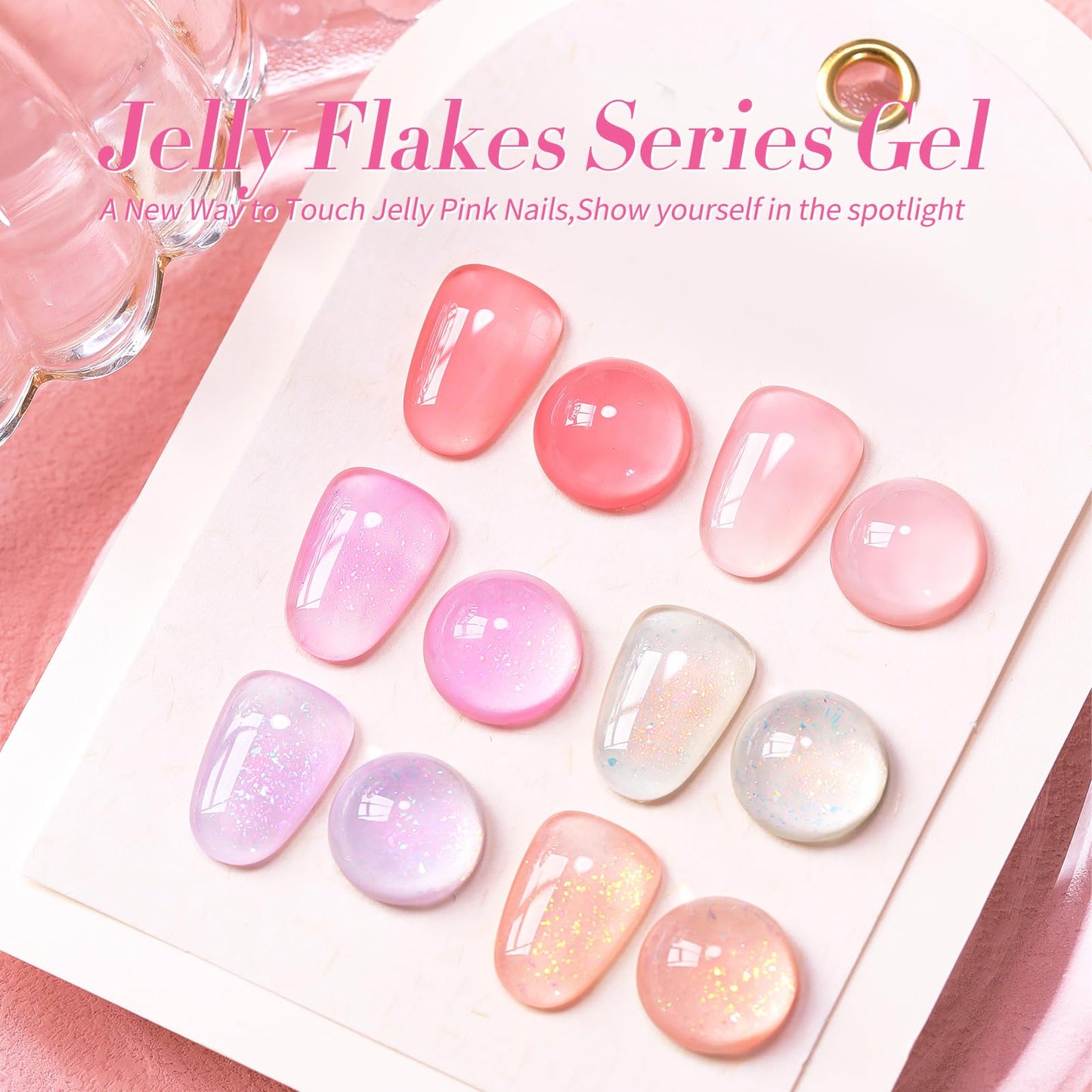 BORN PRETTY Jelly Gel Nail Polish Set Sheer Nude Pink Crystal Transparent Shimmer Sequins Art Varnish Manicure Collection Gift 10ML 6PCS