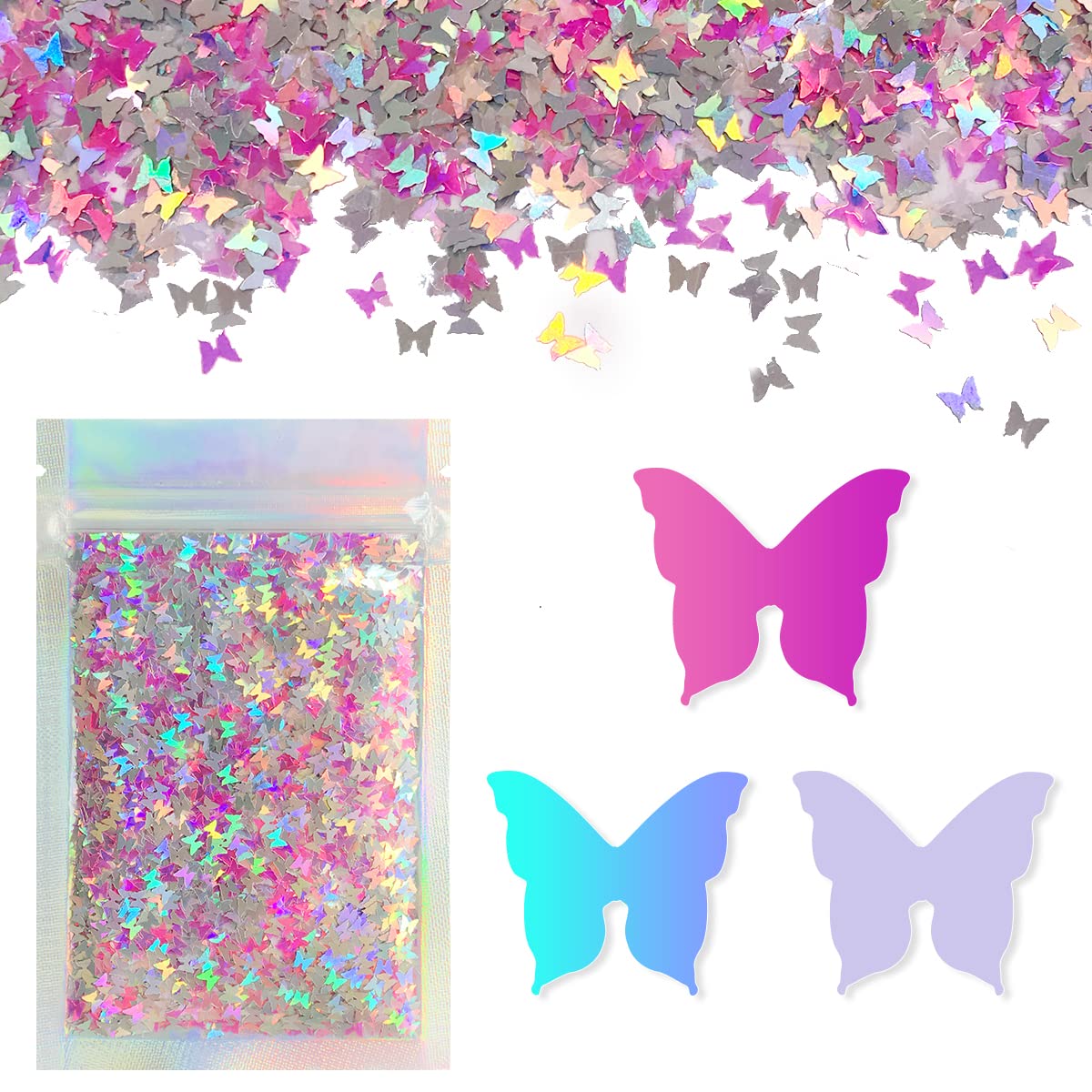 Pink Butterfly Face & Body Glitter - Chunky Glitter - Cosmetic Grade - Uses Include: Festival Rave Makeup Face Body Nails Resin Arts & Crafts, Resin, Tumblers, Bath Bombs - Solvent Resistant