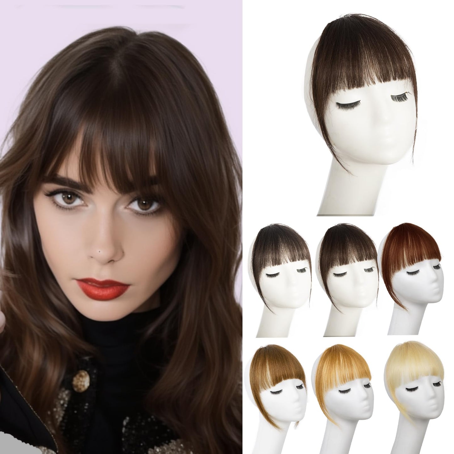 Earfodo Clip in Bangs 100% Human Hair Extensions Fake Bangs Hair Clip on Bangs for Women Clip in Hairpieces Wispy Fringe Bangs for Daily Wear(4.5 * 6,Medium Brown)