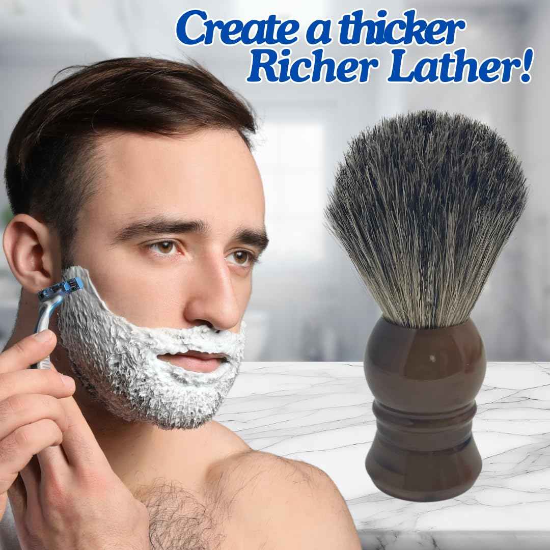 G.B.S Pure Badger Bristle Horn Shaving Brush, use with any Soap Cream All Razors, Effortless Glide Resin