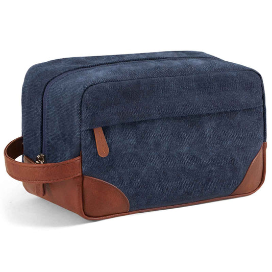 Vorspack Large Travel Toiletry Bag - Hanging Toiletry Bag for Men Water Resistant Canvas Shaving Bag with Large Capacity for Home Travel - Navy Blue