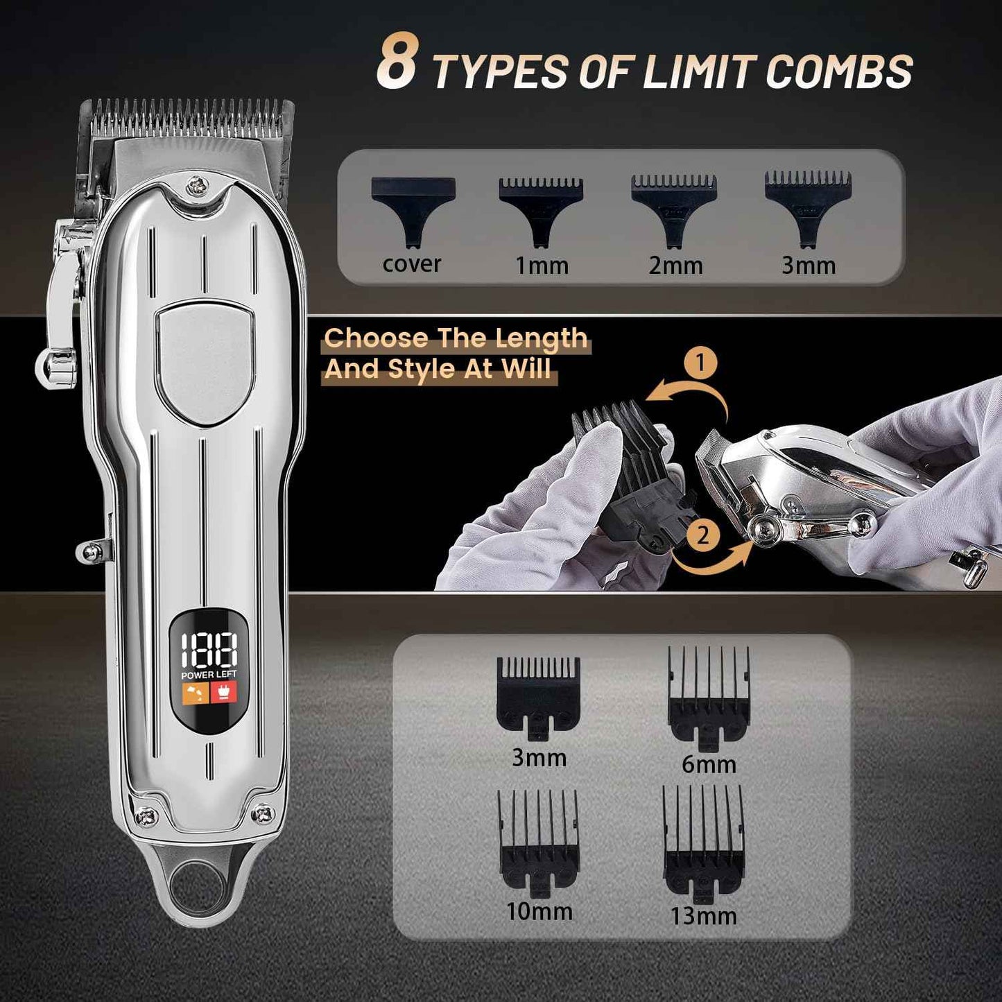 Mensure Hair Clippers for Men, Home Haircut Kit with Scissors, Comb & Guide Combs, Cordless Hair Trimmer Set for Family Use