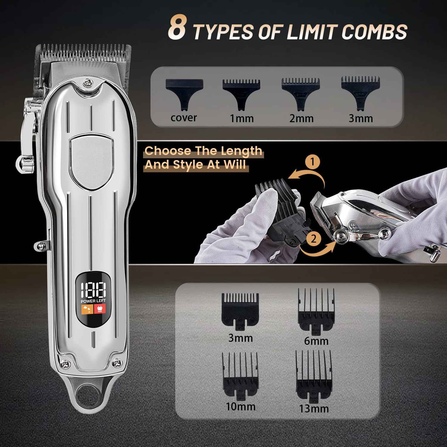 Mensure Hair Clippers for Men, Home Haircut Kit with Scissors, Comb & Guide Combs, Cordless Hair Trimmer Set for Family Use