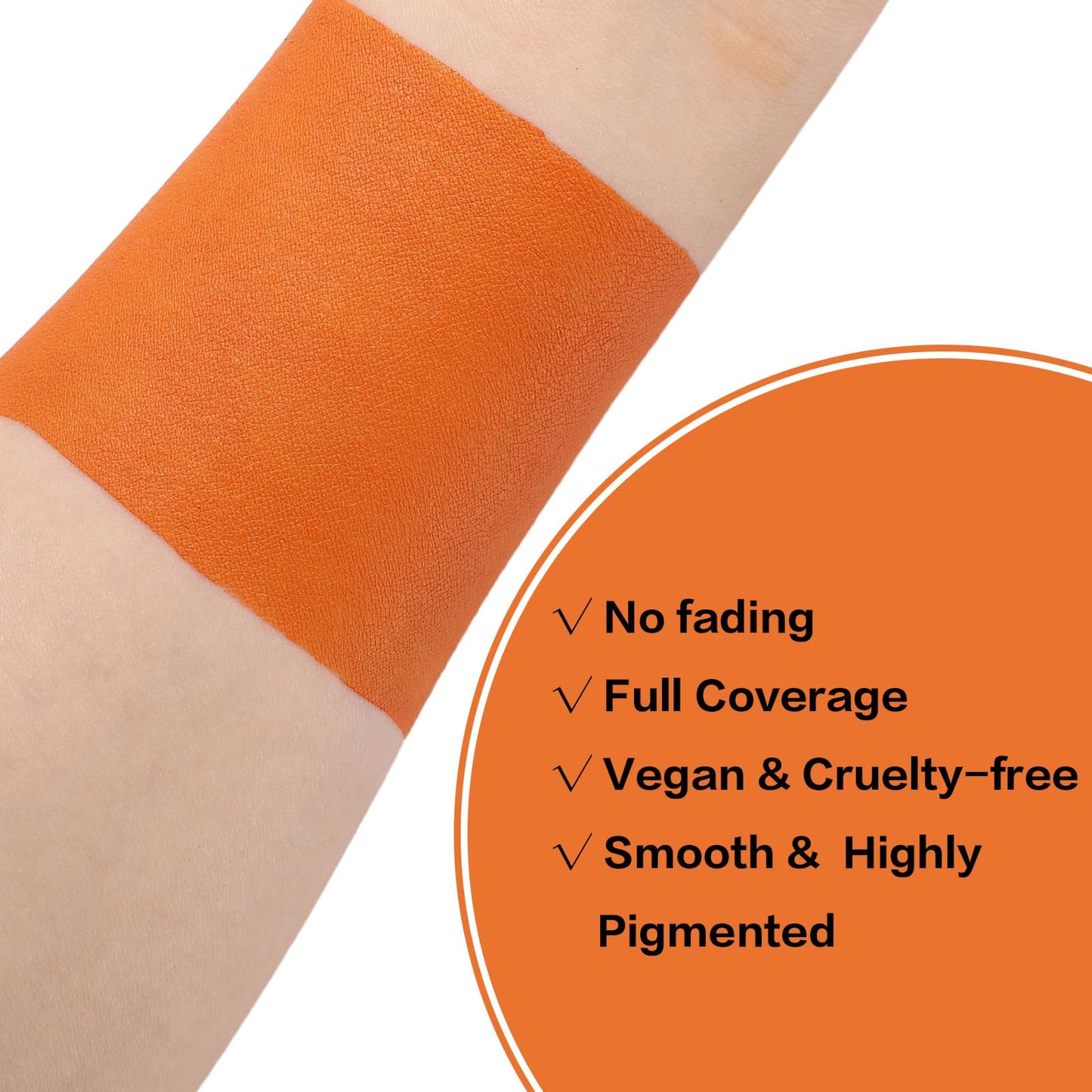 BADCOLOR Orange Face Body Paint Stick, Cream Blendable Eye Black Full Body Paint Makeup for Halloween SFX Makeup Cosplay Joker Zombie Vampire Costume Parties