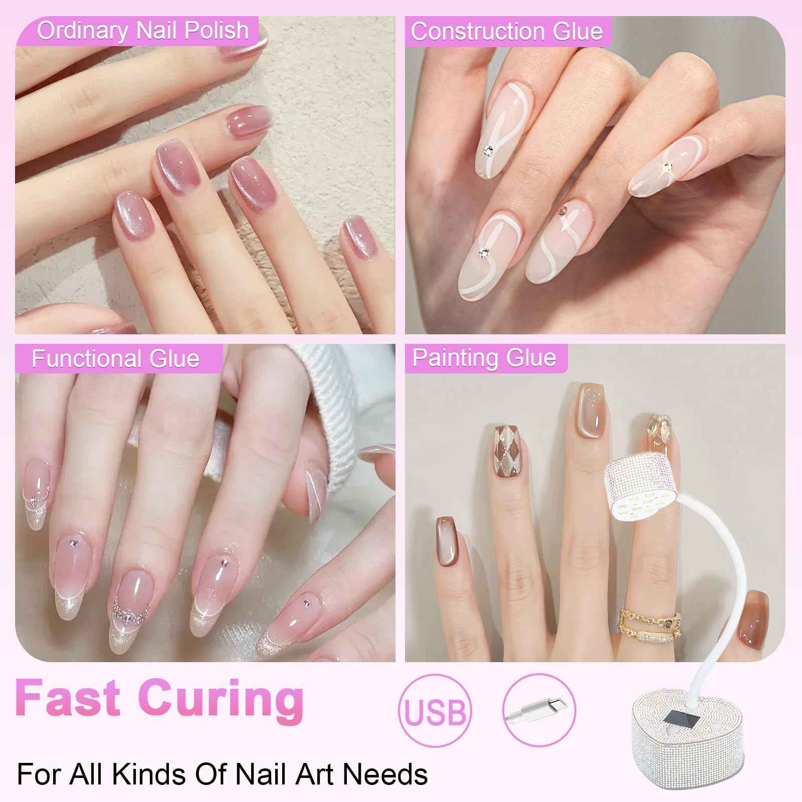 UV Nail Lamp, Mini UV Light for Gel Nails Polish Fast Curing Goosenecks Lamp, 30W Rechargeable LED Nail Light with 2 Timers & Auto Sensor for Salon Home DIY Use