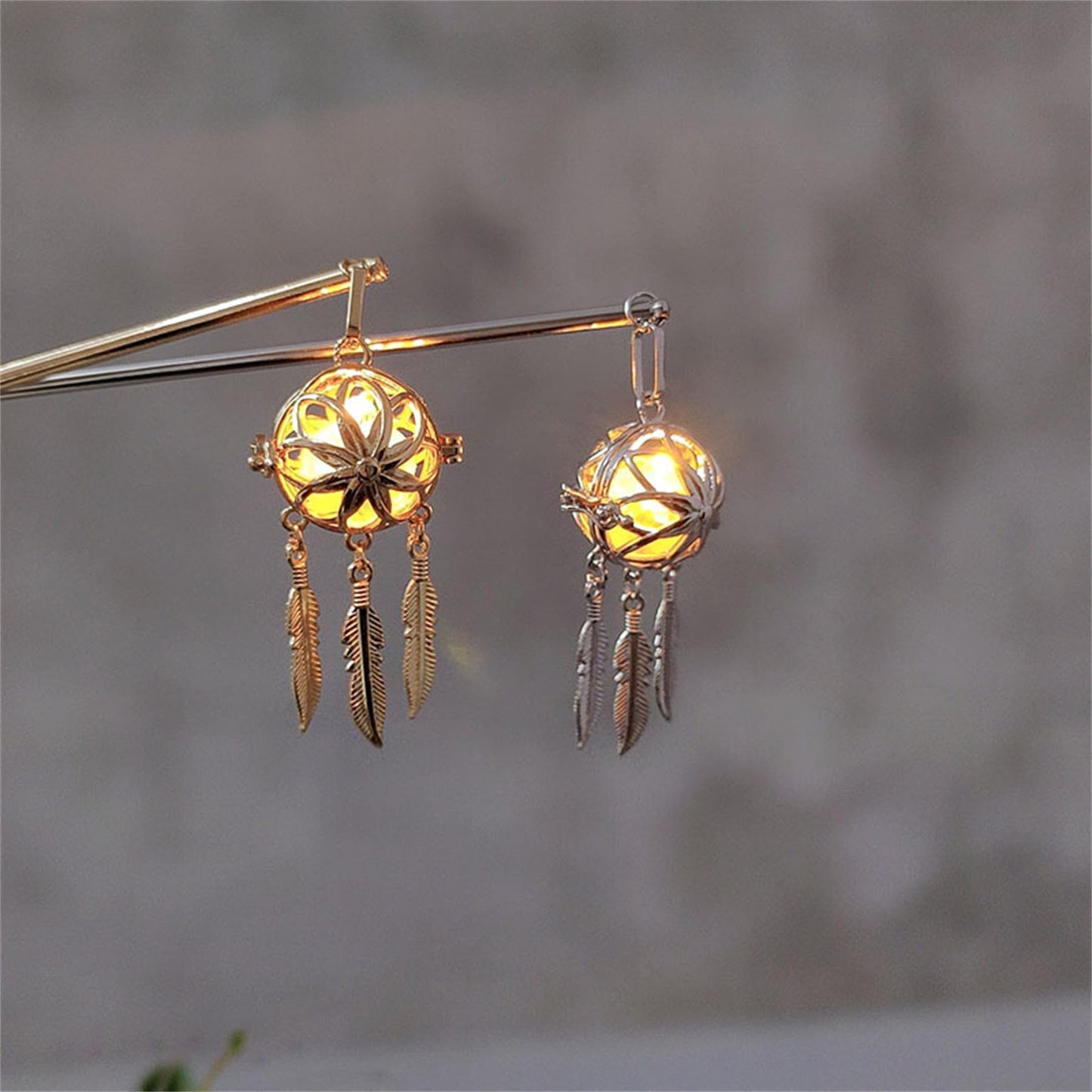 Lantern Light Tassel Flower Hairpin Hair Stick Hair Accessories Chinese Coiled Hair Antique Hair Pin for Women Glod Bead-1Pcs-#05