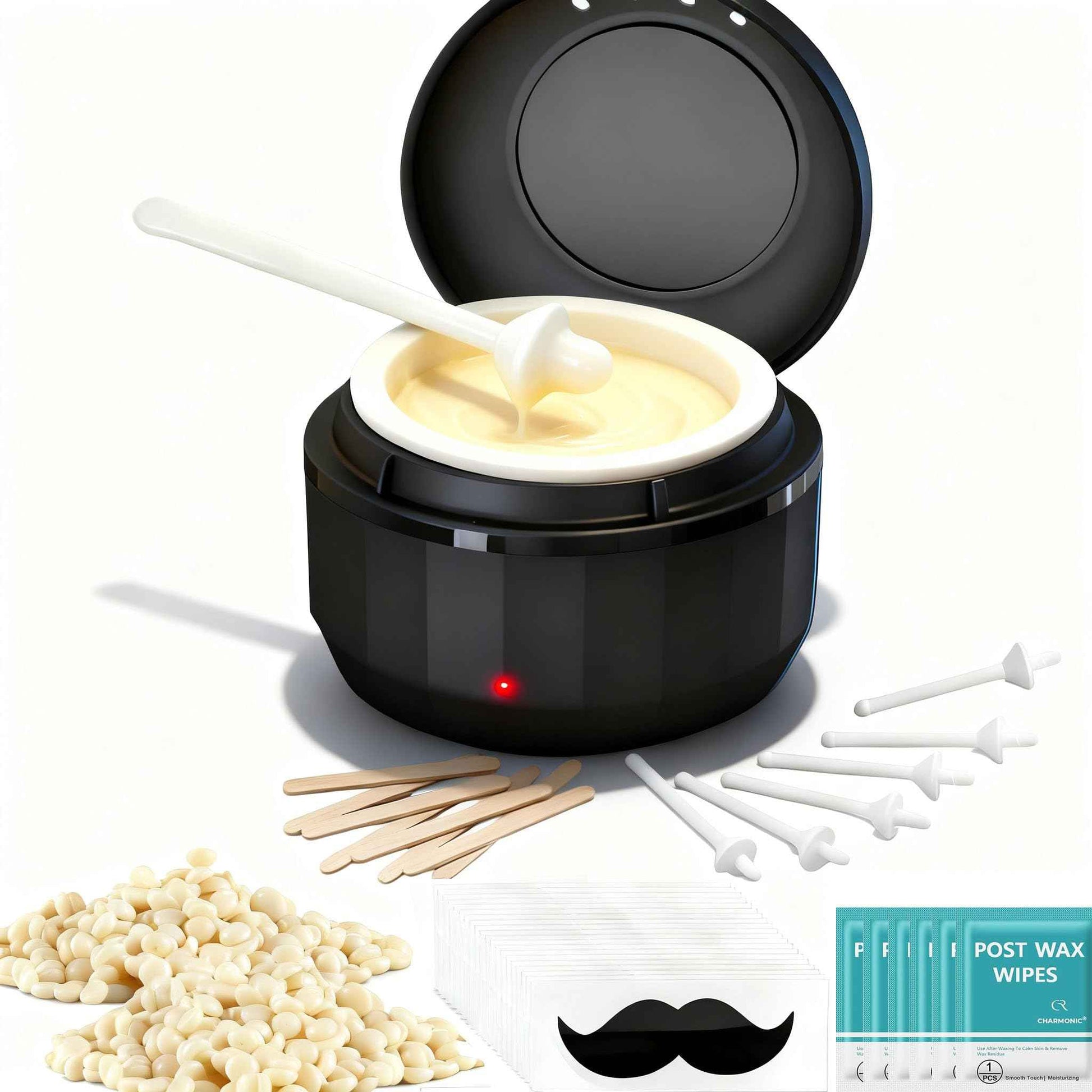 Nose Wax Kit, 120g Wax Beads, Nose Hair Wax for Men and Women, 15-20 Uses Painless Nasal & Ear Hair Removal With 40 Applicators, Wooden Sticks, Balm Wipes and Moustache Guards | Lasts up to 5 Weeks