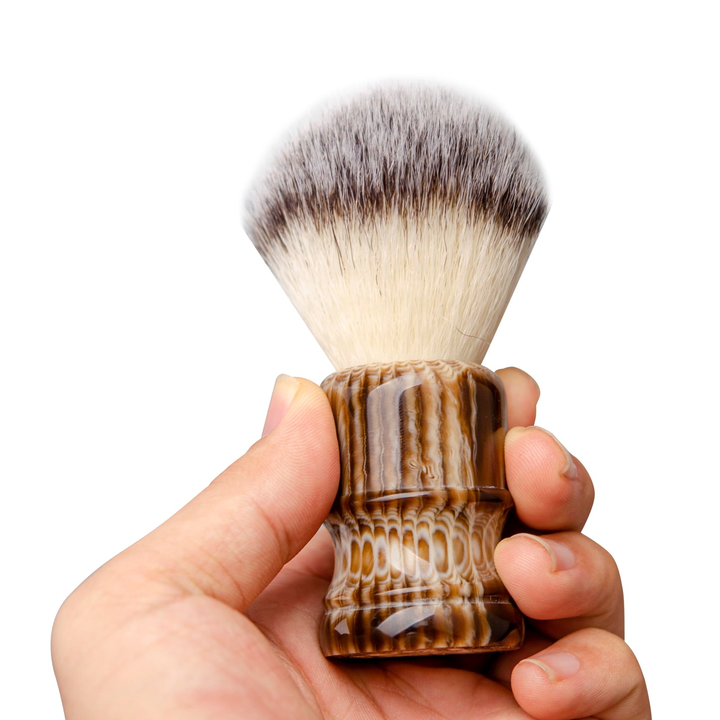 Grandslam Shaving Brush with Synthetic Hair, Cruelty-Free Shaving Cream Brush for Men, 100% Solid Resin Handle, Gently Exfoliates The Skin, 24mm Knot (Imitation rhinoceros horn)