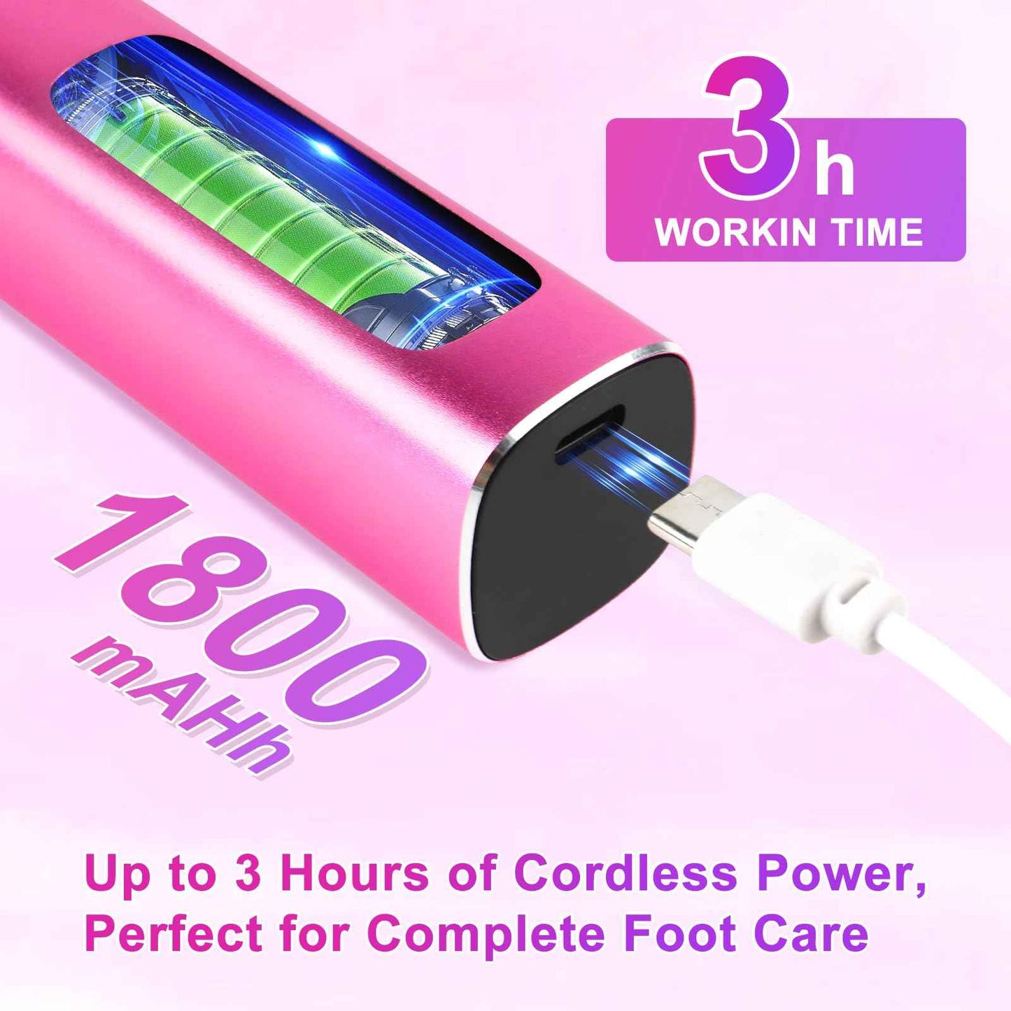 Electric Foot File, 2 in 1 Electric Foot Callus Remover, Adjustable 9 Speed Rechargeable Pedicure Foot Filer with LED Display, Replaceable Sandpaper Discs & Nail Bands (Rose Gold)
