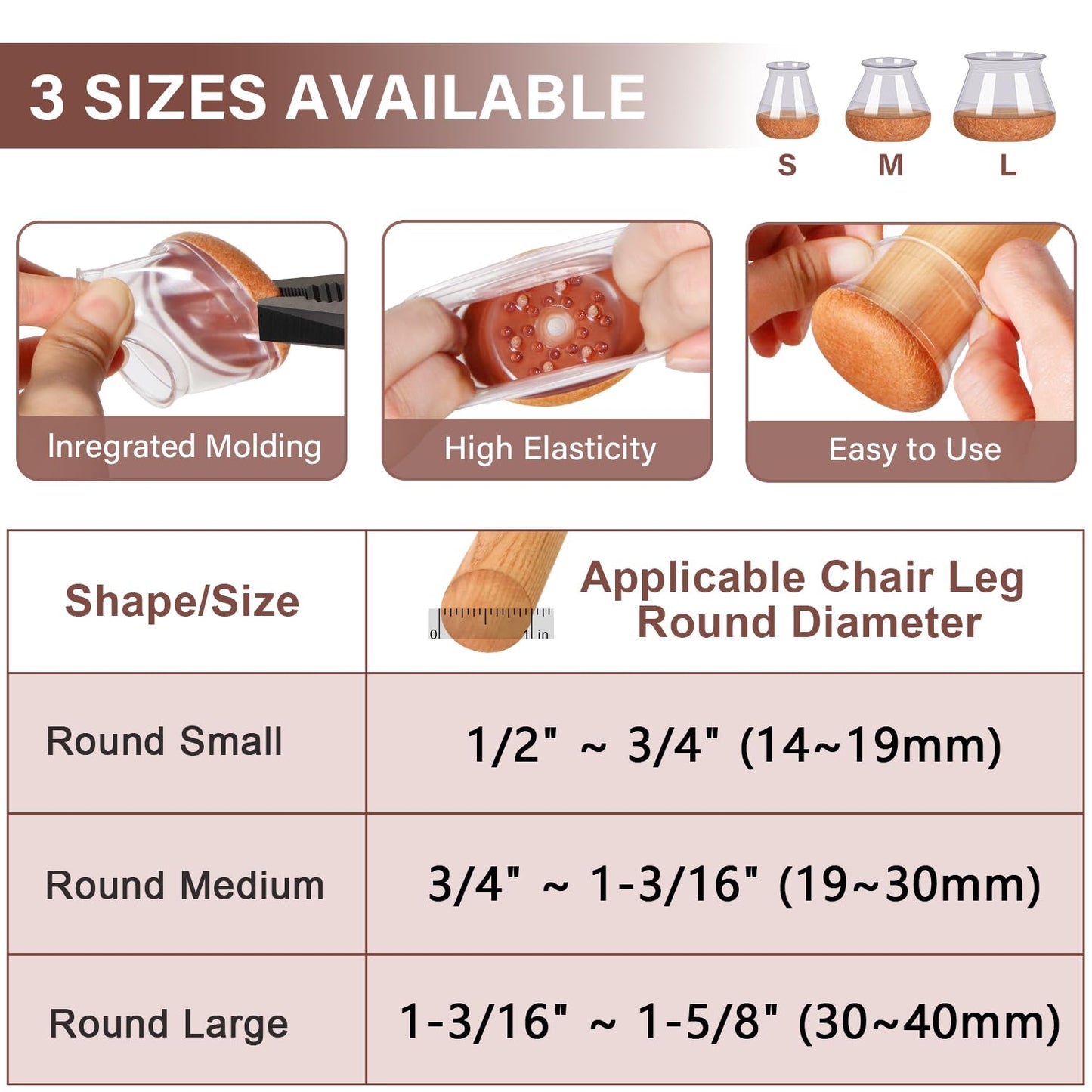 YOZON 2023 New Chair Leg Floor Protectors for Hardwood Floors Felt Furniture Pads Silicone Caps 32 Pack Non Slip Reduce Noise Clear Round Medium Fit 3/4"~1-3/16" (19-30mm)