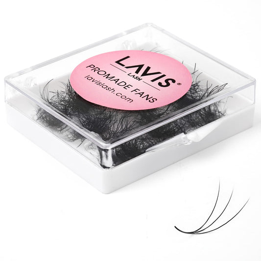 LAVISLASH 500 Promade Fans Eyelash Extension | Handmade Loose Volume Lash | Mutiple Options 3D-8D/10D/12D/14D/16D Fans | 0.03/0.05/0.07mm Thickness | C/CC/D Curl | 8-16mm Length(3D-0.07-CC-16mm)