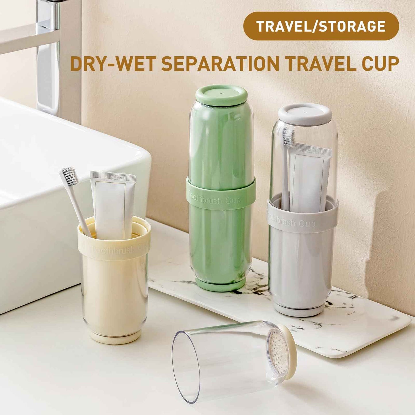 Toothbrush Cup with Cover, Travel Toothbrush Case Portable Toothbrush Holder for Traveling Business Camping School Bathroom (Grey)