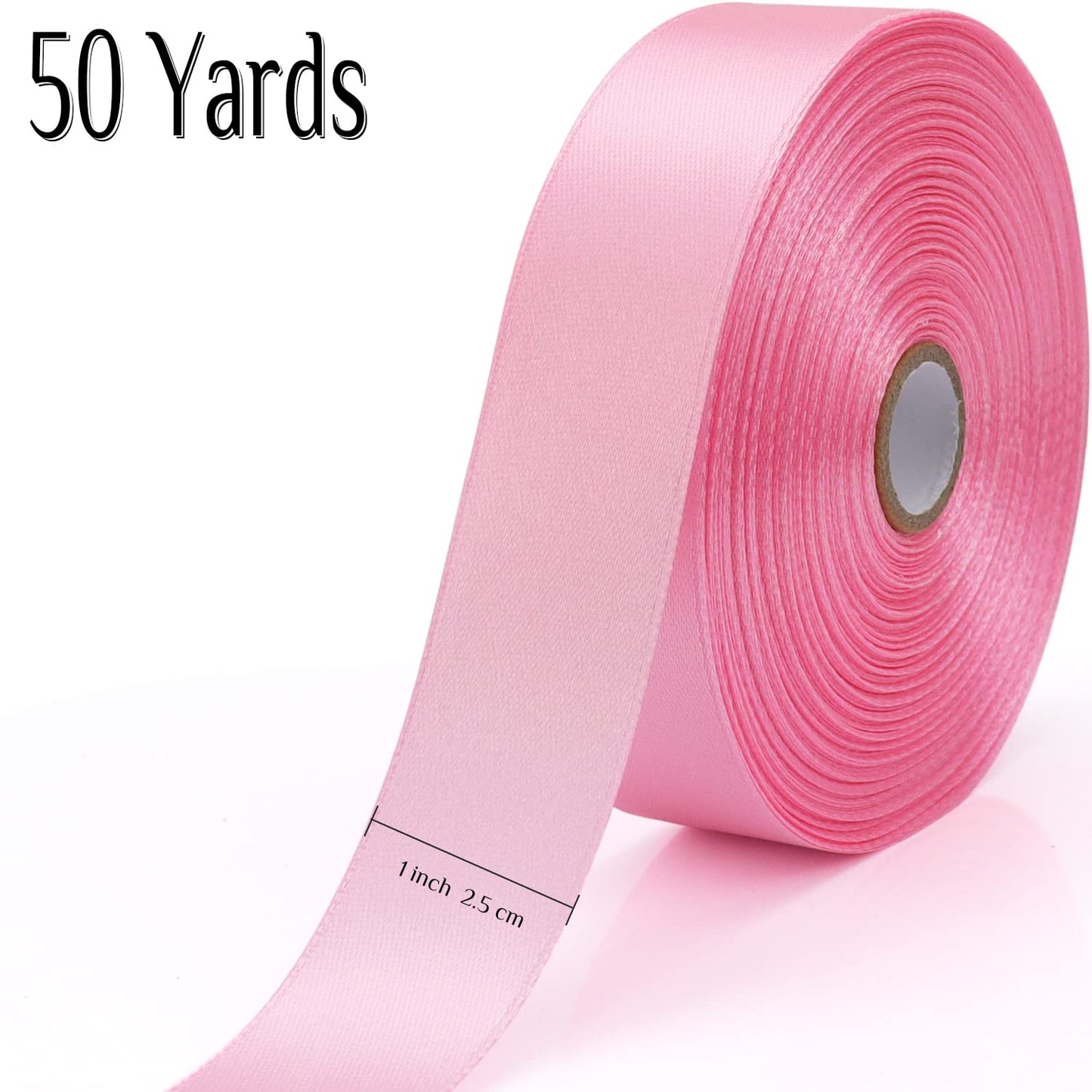 Nsilu 1 inch, Pink Ribbon for Gift Wrapping 50 Yards Perfect Wedding Party Wreath Sewing DIY Hair Accessories Decoration Floral Hair Balloons Other Projects