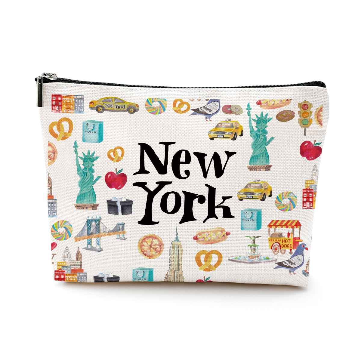 New York Travel Gift Cosmetic Bag New York Souvenir Makeup Bag Girls Trip Gifts Favors City Themed Gifts for Traveler Sister Bestie Friendship Anniversary Birthday Christmas Bachelorette Party Favors