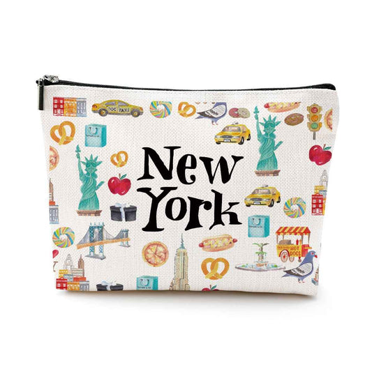 New York Travel Gift Cosmetic Bag New York Souvenir Makeup Bag Girls Trip Gifts Favors City Themed Gifts for Traveler Sister Bestie Friendship Anniversary Birthday Christmas Bachelorette Party Favors