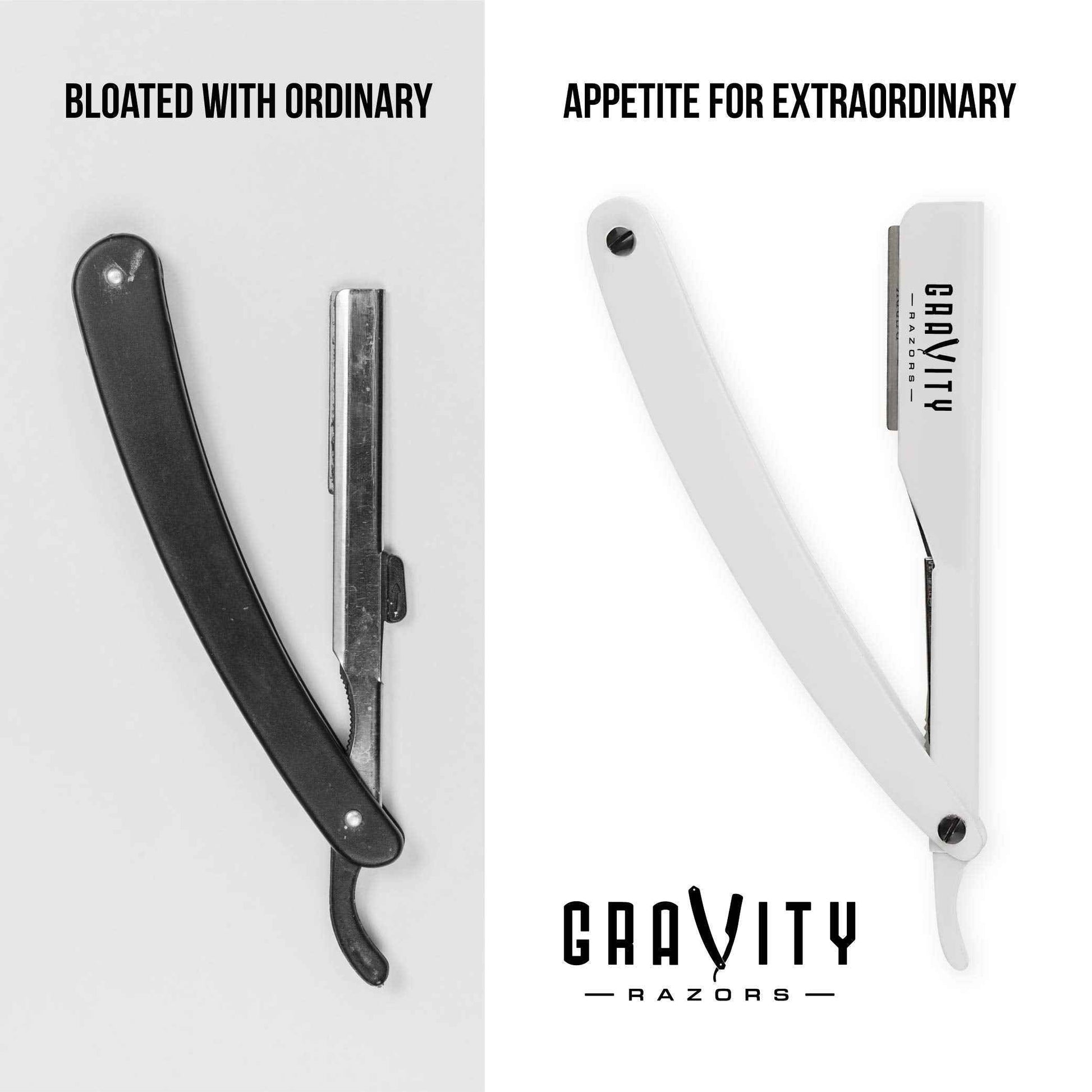 Professional Straight Razor Bundle - Stainless Steel Straight Razor Kit with 20 Gravity Premium Blades (Apollo13, "The OG")