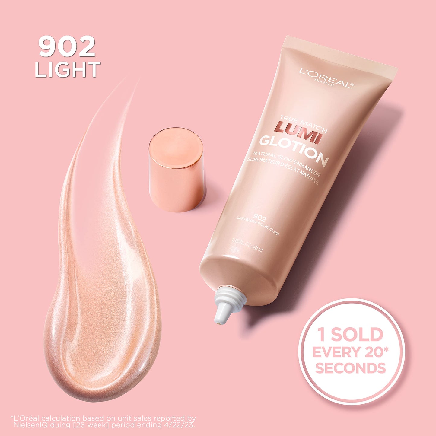 L'Oreal Paris Makeup True Match Lumi Glotion, Natural Glow Enhancer, Illuminator Highlighter Skin Tint, für einen ganztägigen strahlenden Glow, Light, 1,35 Unzen