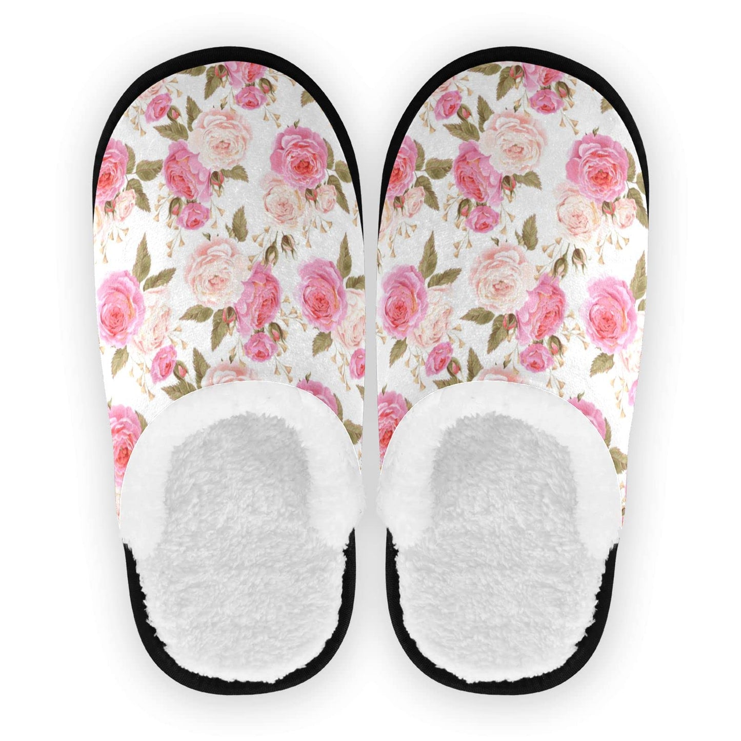 Rose Flower Floral Spa Slippers House Slippers Memory Foam Slippers Indoor Outdoor Non-Slip Home Shoes L for Men Woman