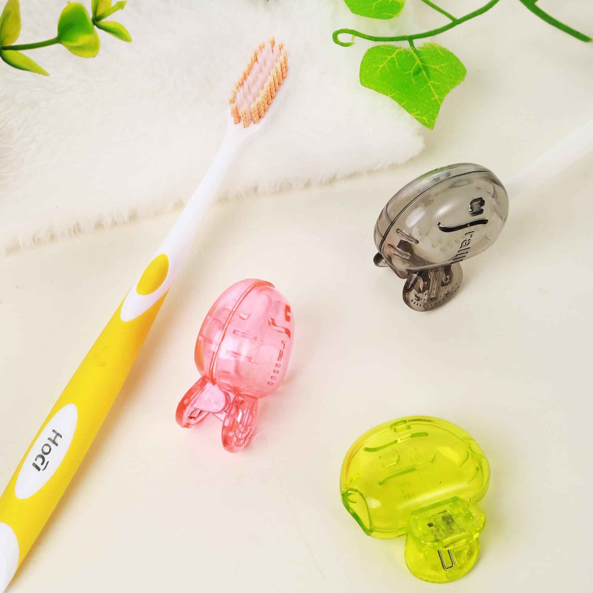 Uralili 4 Pack Toothbrush Protector Caps: Portable Dustproof Brush Head Covers for Travel & Home Use - Universal Fit for Electric & Manual Brushes (Blue, Black, Pink, Yellow)