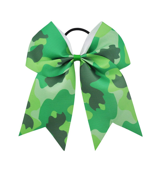 LDDCX Camo Cheer Bow 7" Cheer Bows Camouflage Ponytail Hair Ties Ponytail Holder Ribbon Accessories.(FQ4) (Camouflage B)