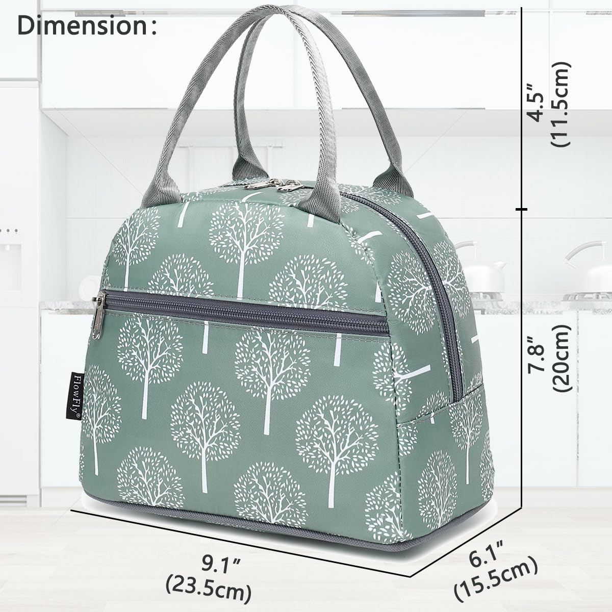 FlowFly Lunch Bag Tote Bag Lunch Organizer Lunch Holder Insulated Lunch Cooler Bag for Women/Men,Dandelion