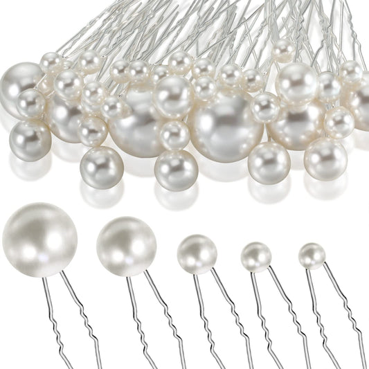 40 Packs Pearl Hair Pins Bridal Wedding Pearl Hair Accessories White Pearl Bobby Clips for Brides and Bridesmaids Hair Style