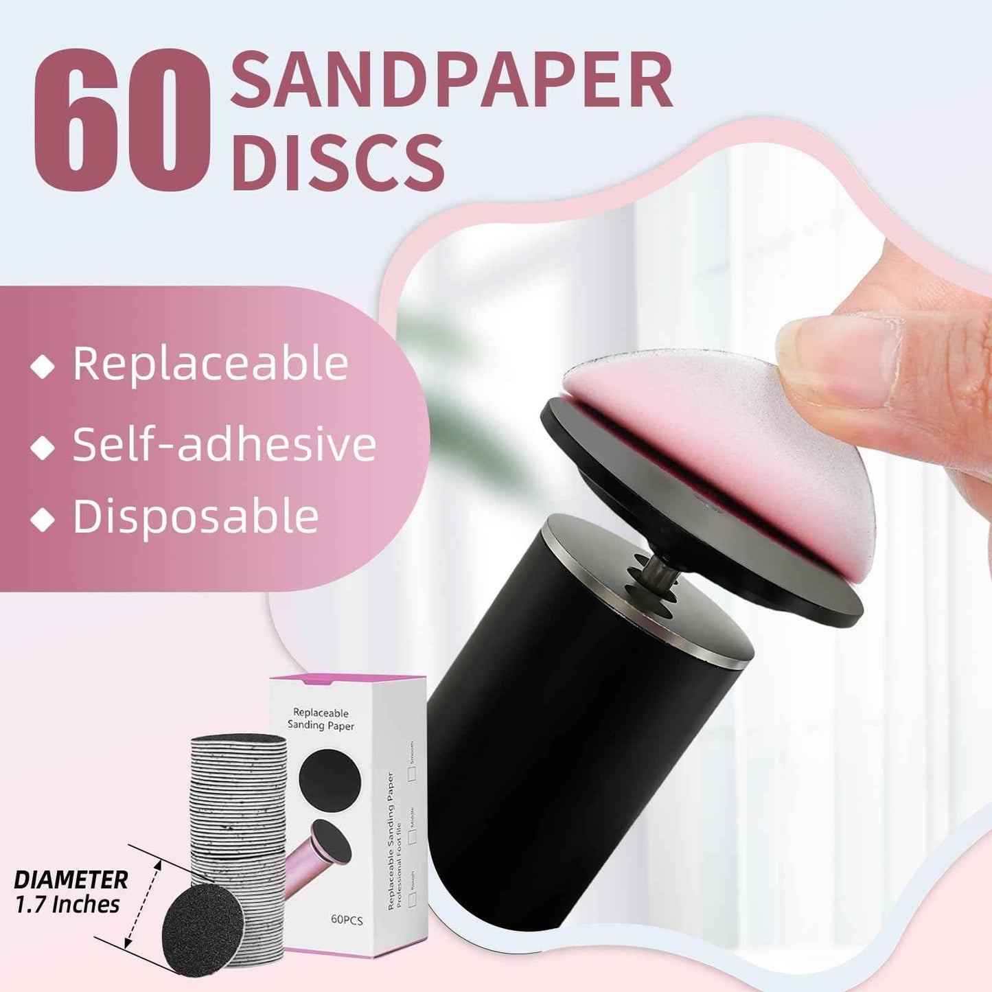 Dermave Electric Foot Callus Remover with 60 Refills – Electric Pedicure Tool for Cracked Heels, Seniors & Home Spa – Instantly Removes Dead Skin, Easy Operation, Adjustable Speed (Black)