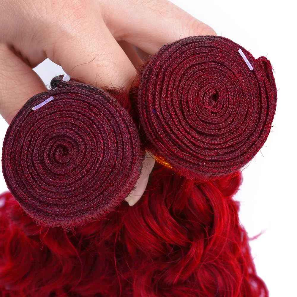 Red Bundles Human Hair Water Wave Bundles 24 26 28 Inch Unprocessed Brazilian Virgin Remy Hair Wine Red 3 Bundle Burgundy Water Wave Human Hair Extensions 50 Gram Per Bundle