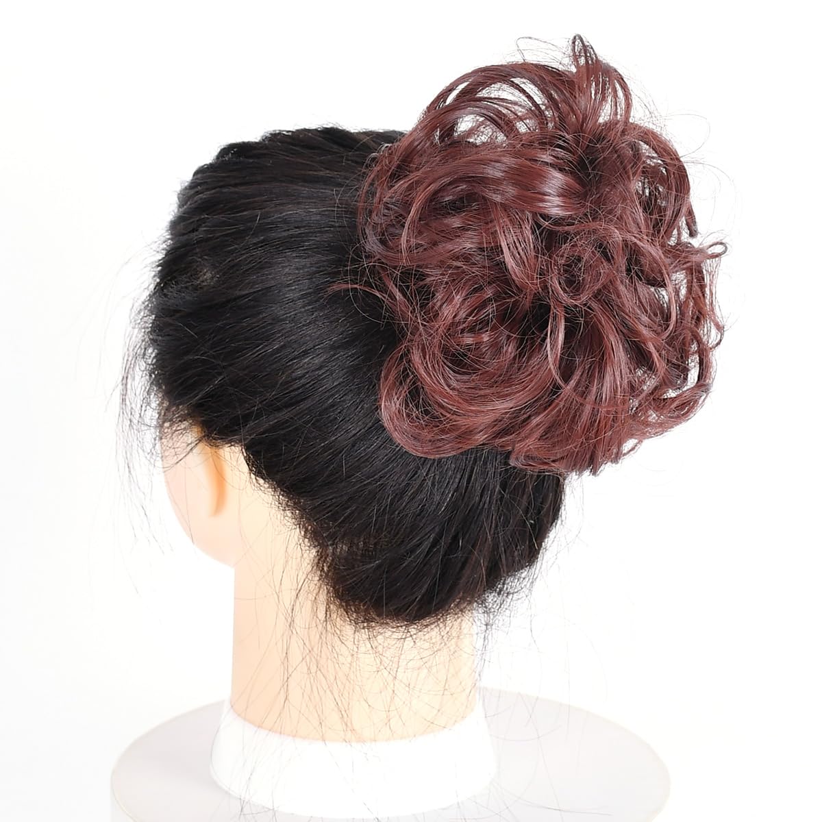 Messy Hair Bun Chignon Donut Hair Pad Elastic Hair Rope Rubber Band Synthetic Hairpiece Dark Auburn Color (41#)